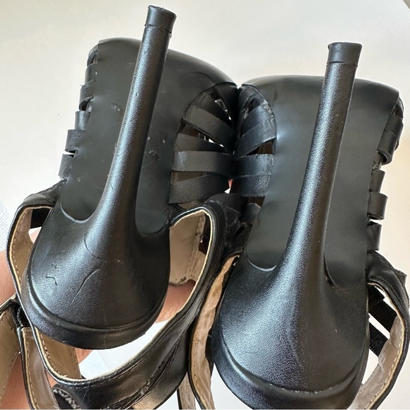 Guess Black Leather Strappy Gladiator Heeled Sandals 4 inch Heel - US 6.5M - Picture 8 of 13